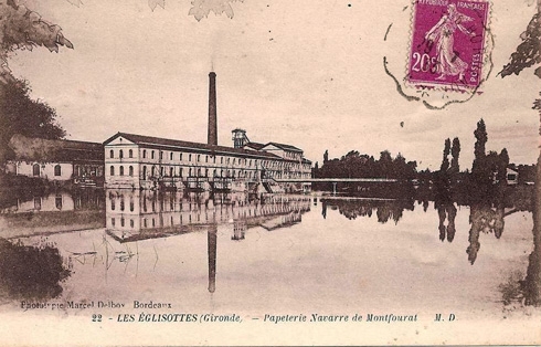 Papeterie Navarre de Monfourat , vers 1910 (carte postale ancienne). - Les Églisottes-et-Chalaures