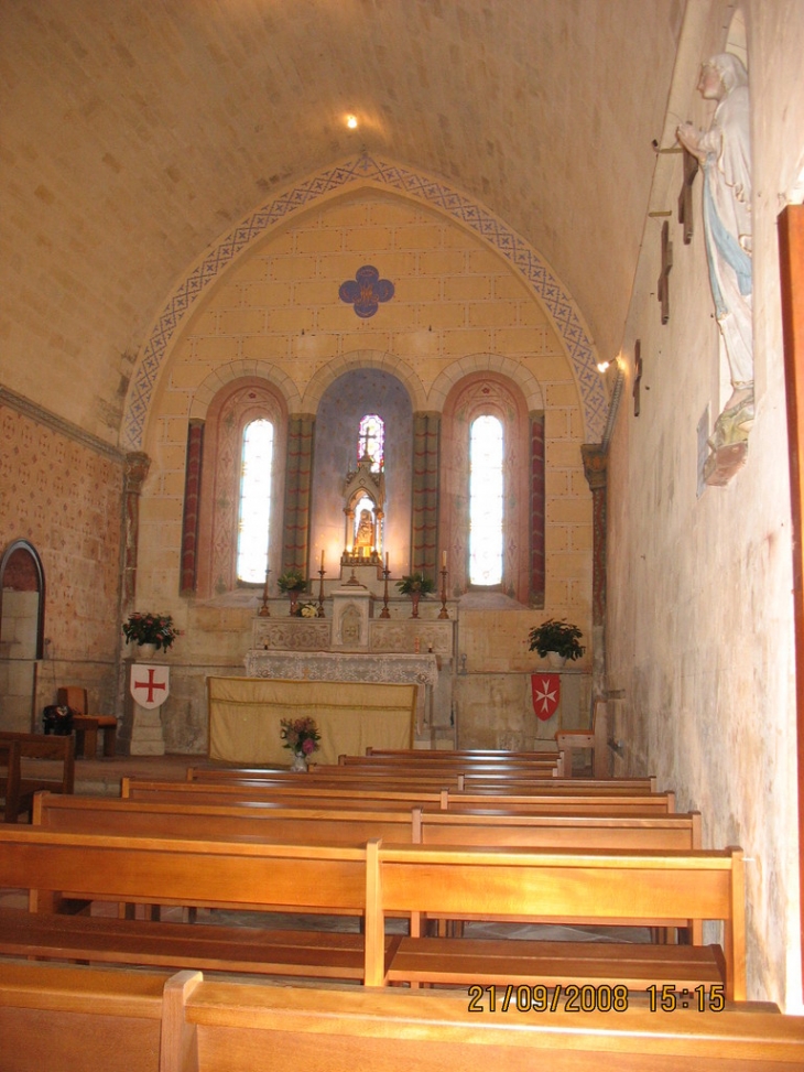 Intérieur Eglise Templière - Marcenais