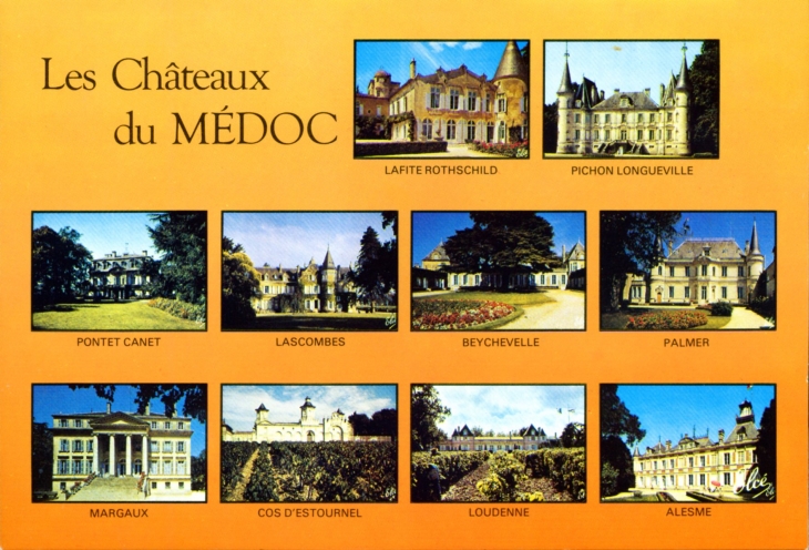 Panorama des château du Médoc (carte postale). - Margaux