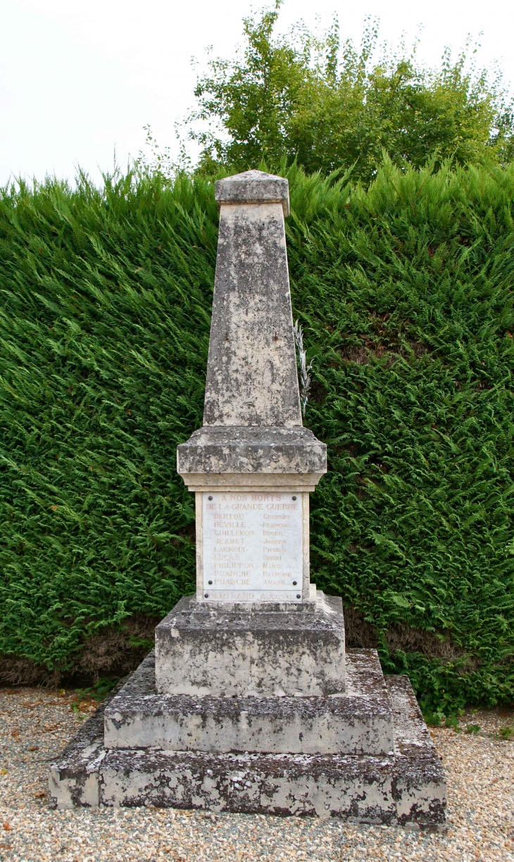 Le Monument aux Morts, XXe siècle. Ce monument aux morts est situé à l'intérieur du cimetière, qui entoure l'église, comme au Moyan Âge. - Puynormand