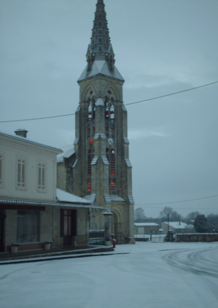L'église sous la neige - Queyrac