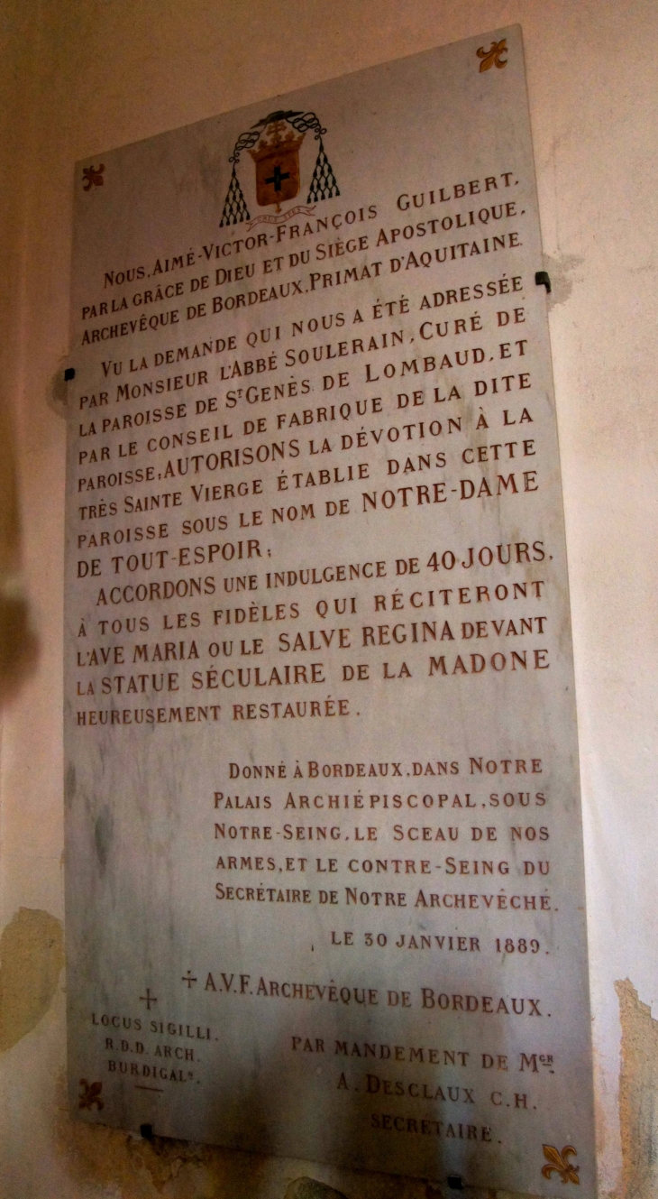Le 30 janvier 1889. - Saint-Genès-de-Lombaud