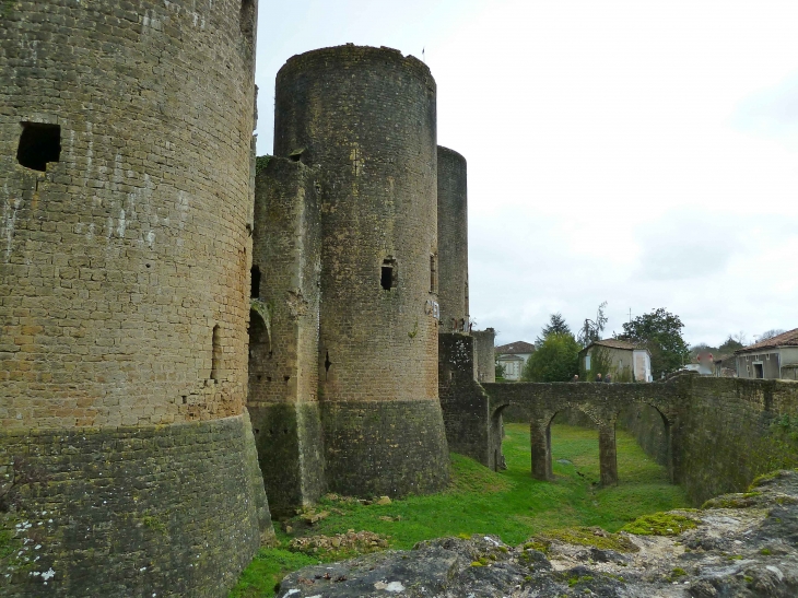 Le-chateau, façade Ouest et les douves - Villandraut
