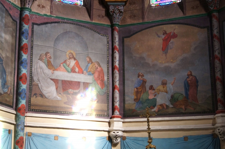 Eglise Saint-Luperc : Fresques-realisees-par-Melle-barangé-artiste-juive-refugiee-en-39-45-dans-le-gabardan - Gabarret