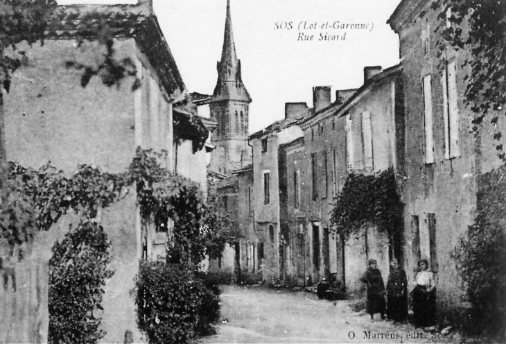Rue Sicard, vers 1905 (carte postale ancienne). - Sos