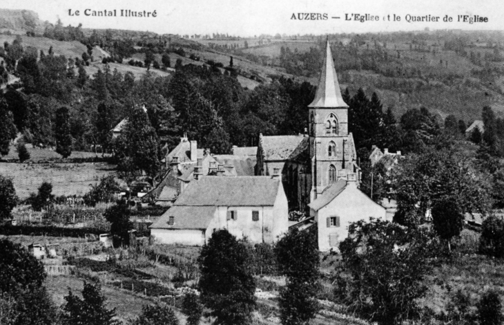 L'église et le quartier de l'église, vers 1920 (carte postale ancienne). - Auzers