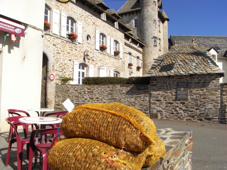 Chateau de Montsalvy et sac  de chataignes