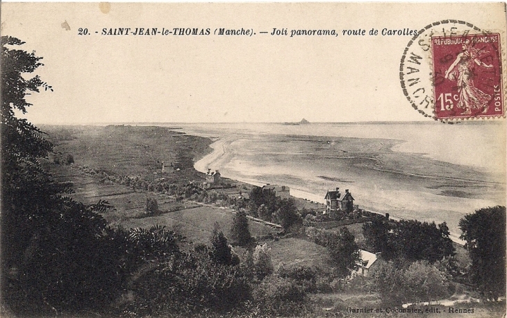 Vue de St-Jean-Le-Thomas en 1930, prise de la route de Carolles - Saint-Jean-le-Thomas