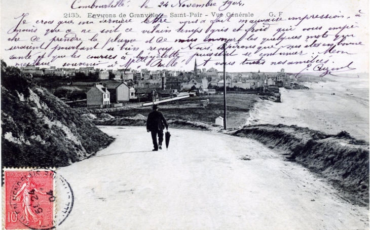 Environs de Grandville - Saint Pair - Vue générale, vers 1904 (carte postale ancienne). - Saint-Pair-sur-Mer