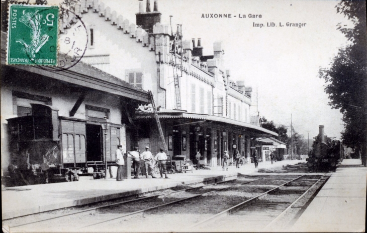 La Gare, vers 1909 (carte postale ancienne). - Auxonne