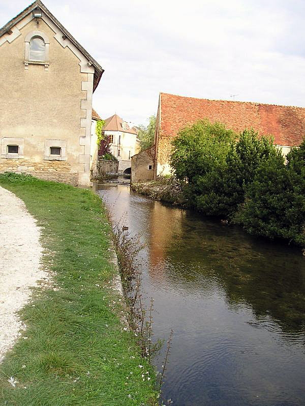 Le bourg(ville basse) au bord de la Druyes - Druyes-les-Belles-Fontaines