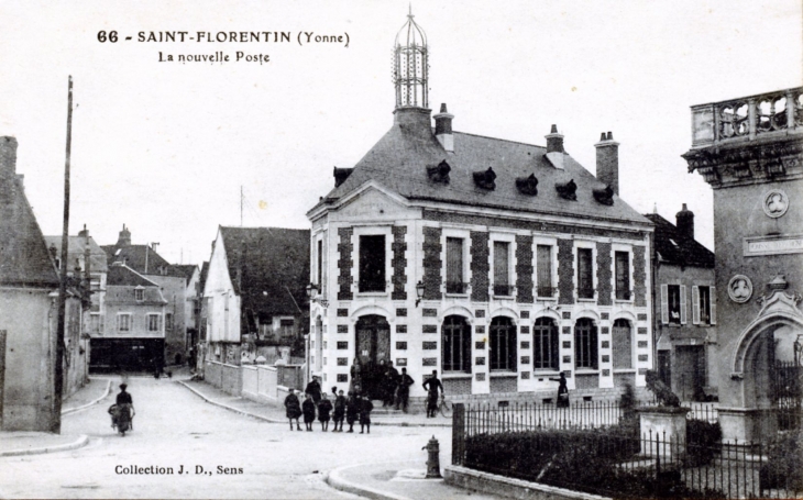 La nouvelle Poste, vers 1917 (carte postale ancienne). - Saint-Florentin