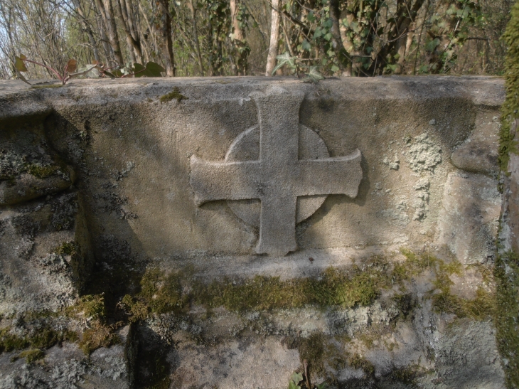 Pierre tombale d'un templier dans le cimetièrre abandonné  - Saint-Julien-du-Sault