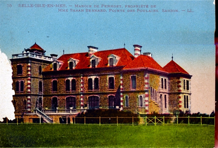 Manoir de Penhoet, vers 1910 (carte postale ancienne). - Belle-Isle-en-Terre