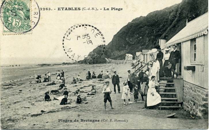 La Plage (carte postale de 1907) - Étables-sur-Mer