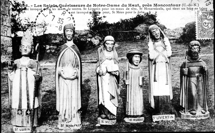 Les Saints Guérisseurs de Notre-Dame du Haut, vers 1907 (carte postale ancienne). - Moncontour
