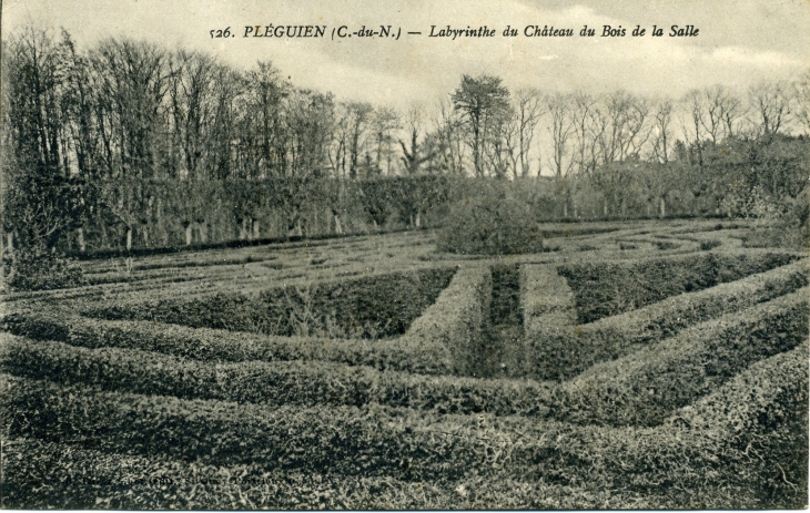 Labyrinthe du Château du Bois de la Salle (carte postale de 1910) - Pléguien