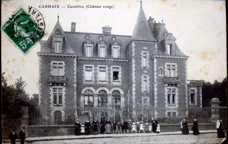 Castelrhu (Château Rouge), vers 1913 (carte postale ancienne). - Carhaix-Plouguer