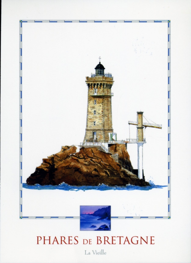 Il veille sur le rail de Sein, entre l'ile de Sein et la pointe du Raz (carte postale de 1990). - Île-de-Sein