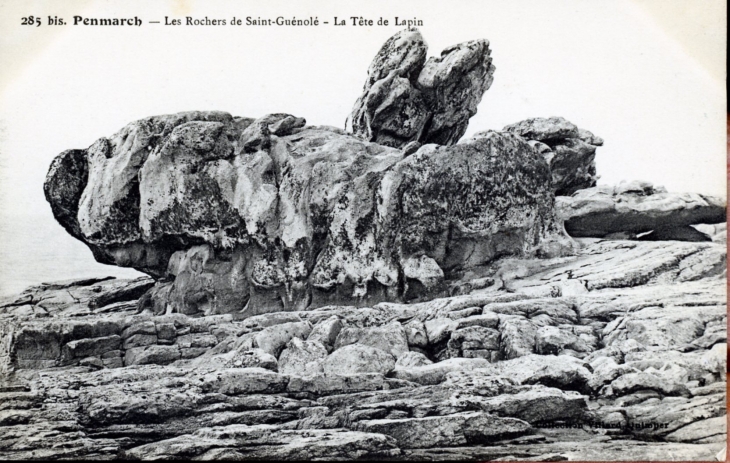 Les rochers de Saint Guénolé - La tête de Lapin, vers 1920 (carte postale ancienne). - Penmarch