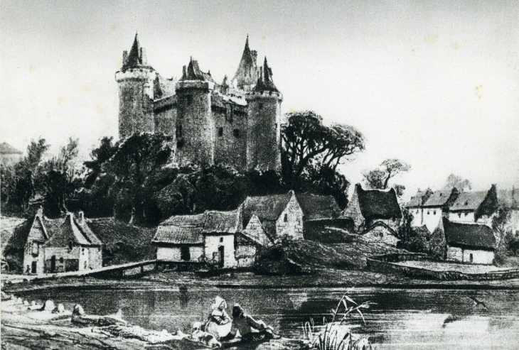 Le Château d'après une gravure ancienne (carte postale de 1980) - Combourg