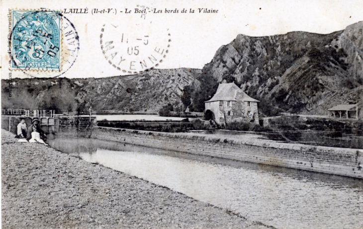 Le Boël - Les bords de la Vilaine, vers 1905 (carte postale ancienne). - Laillé