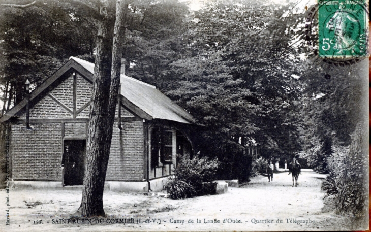 Camp de la Lande d'Ouée - Quartier du Télégraphe, vers 1908 (carte postale ancienne). - Saint-Aubin-du-Cormier