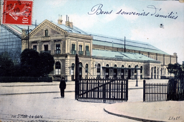 La Gare, vers 1909 (carte postale ancienne). - Saint-Malo