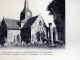Eglise romano-gothique de Tregranteur, avec l'If séculaire et la Colonne supportant l'écusson des fondateurs, les Trégaranteuc, vers 1905 (carte postale ancienne).