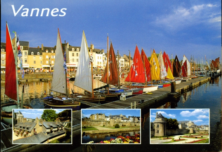 Le Port,les vieilles maisons et le Château, carte postale 2000. - Vannes