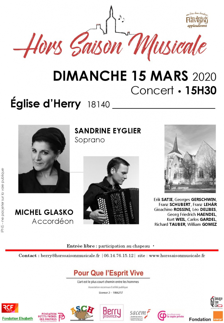 Concert HORS SAISON MUSICALE EYGLIER & GLASKO - HERRY - 15 mars 2020