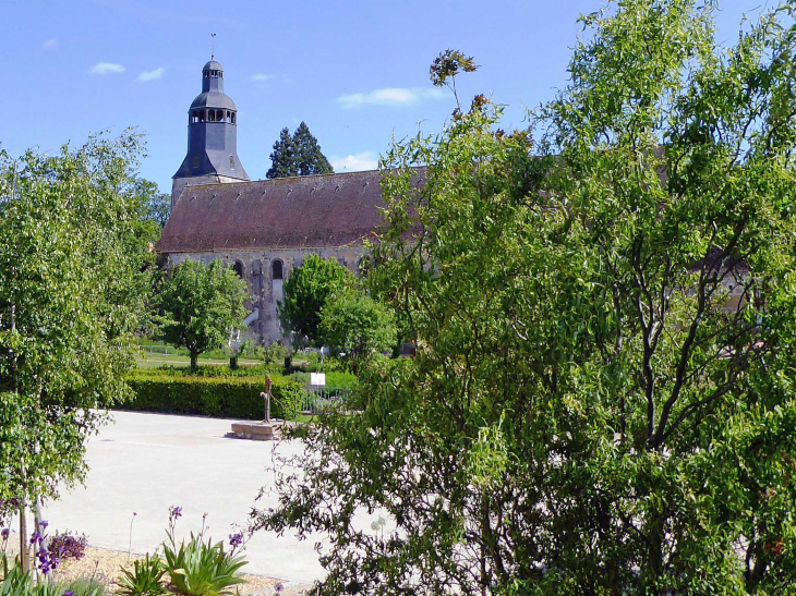 église abbatiale Sainte Trinité vue du jardin de l'abbaye - Thiron Gardais
