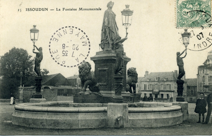 La Fontaine monumentale (carte postale de 1907) - Issoudun