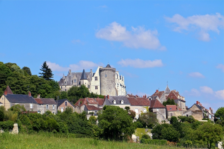 Vue sur le village et le château. - Palluau-sur-Indre
