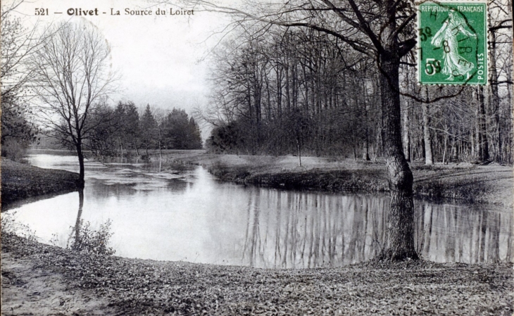 La Souce du Loiret, vers 1909 (carte postale ancienne). - Olivet