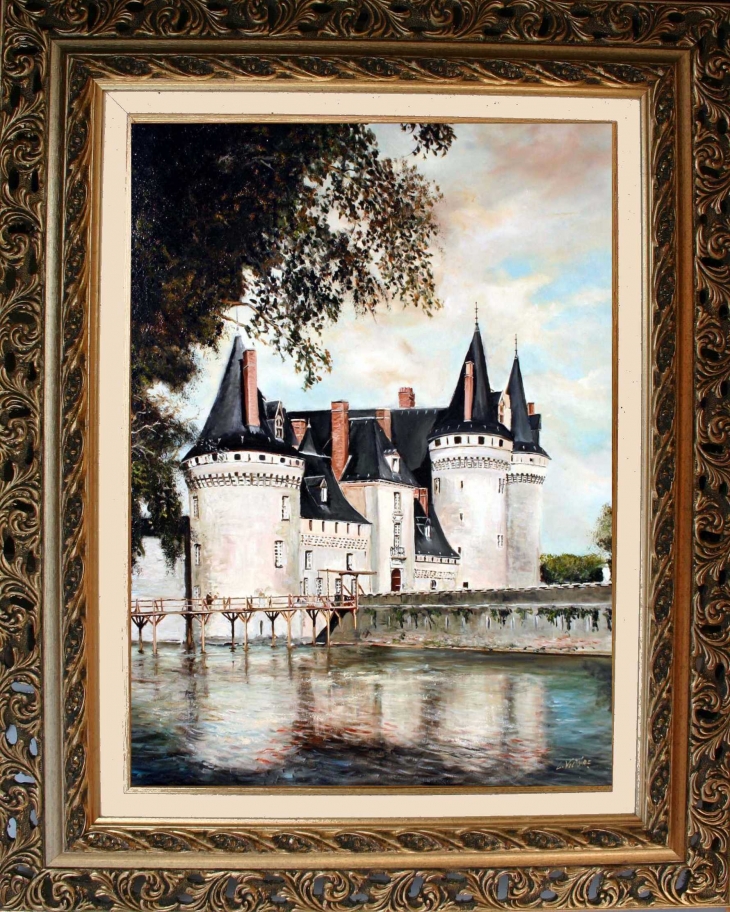 TABLEAU DU CHATEAU DE sully sur loire réalisé par Gérard VICTOIRE artiste peintre à Ladon - Sully-sur-Loire