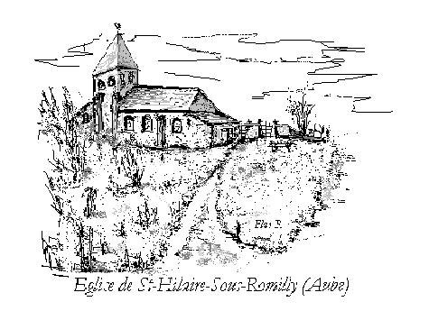 Faux fusain sur ordinateur, dessin de l'église  de Saint-Hilaire  - Saint-Hilaire-sous-Romilly