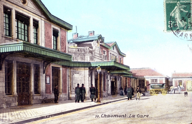 La Gare, vers 1909 (carte postale ancienne). - Chaumont