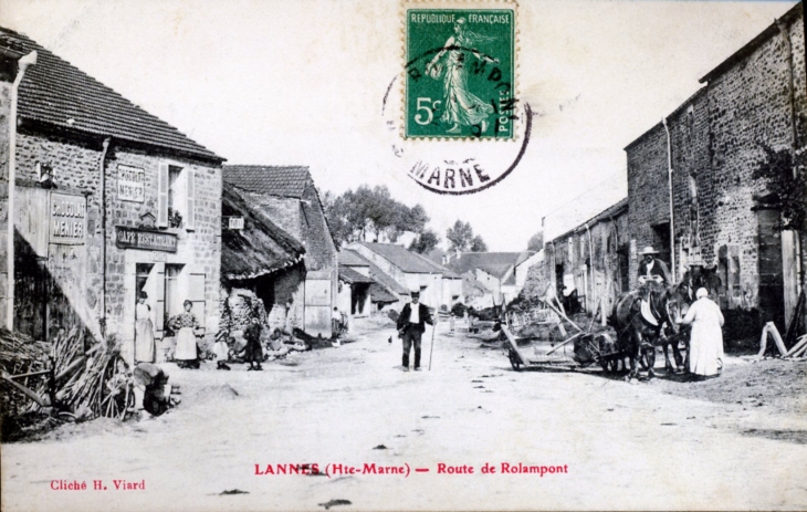 LANNES - Route de Rolampont, vers1911 (carte postale ancienne).