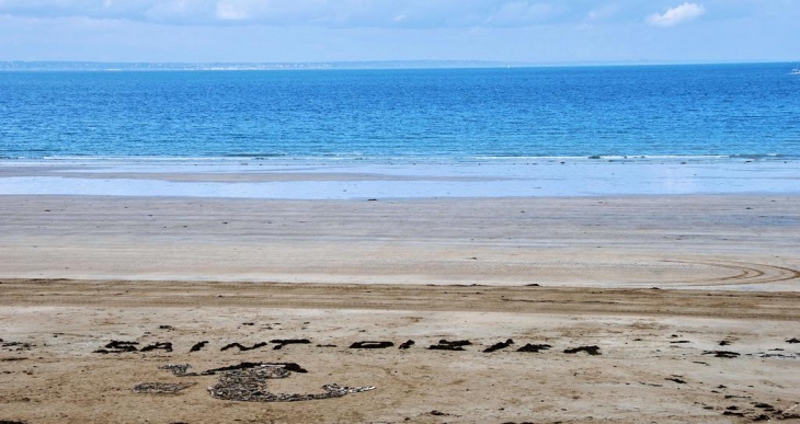 Sur une plage Normande . Les enfants de l'école Diderot en rendu hommage à notre ville Bragarde - Saint-Dizier