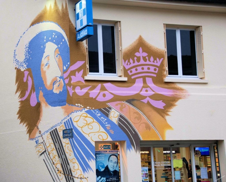 Fresque de François 1 er sur les murs de la Pharmacie rue de Verdun - Saint-Dizier