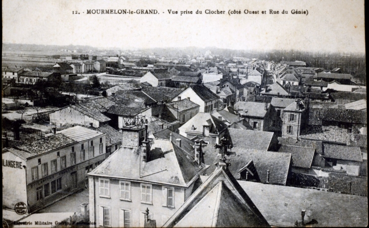 Vue prise du clocher, vers 1920 (carte postale ancienne). - Mourmelon-le-Grand