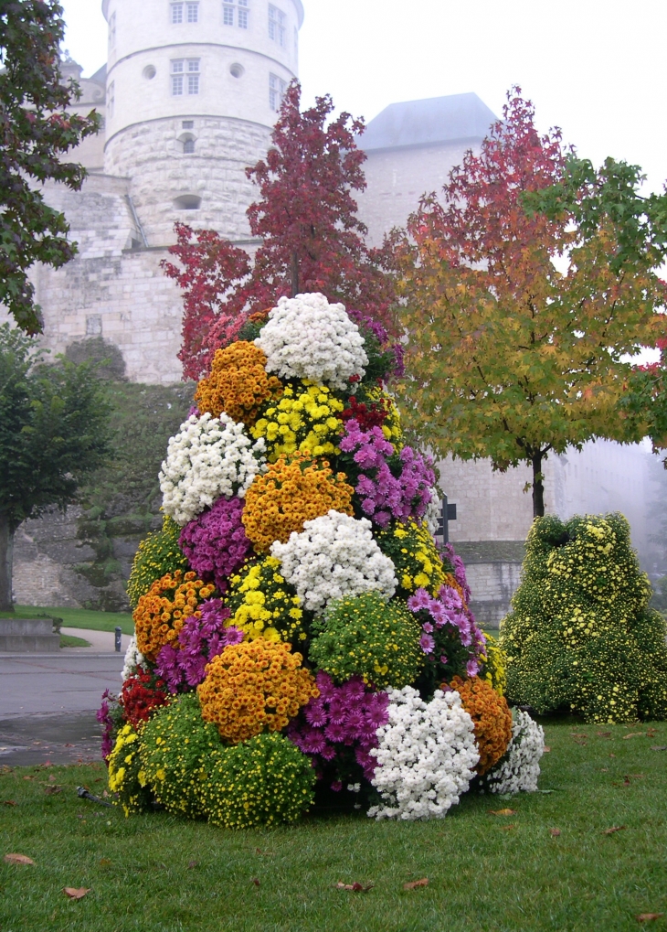 Décoration florale devant le château  - Montbéliard