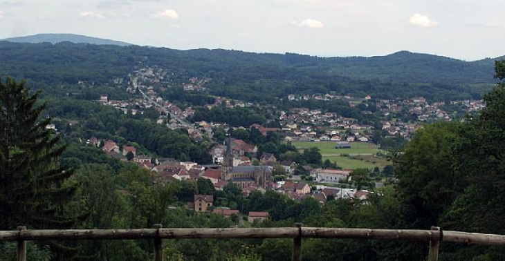 Le village et l'église Notre Dame du Bas vus du haut - Ronchamp