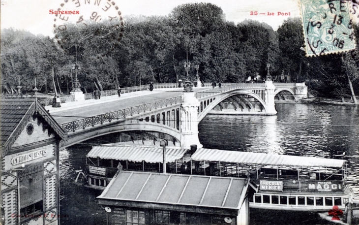 Le Pont, vers 1906 (carte postale ancienne). - Suresnes