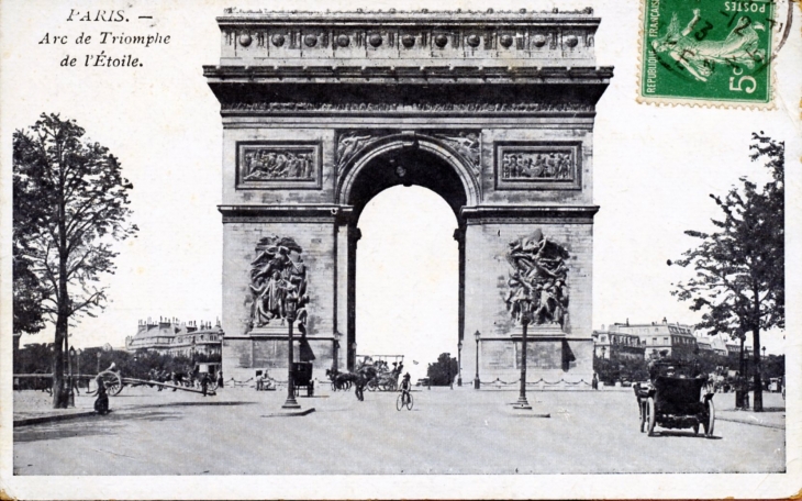 Arc de Triomphe de l'étoile, vers 1913 (carte postale ancienne). - Paris 8e Arrondissement