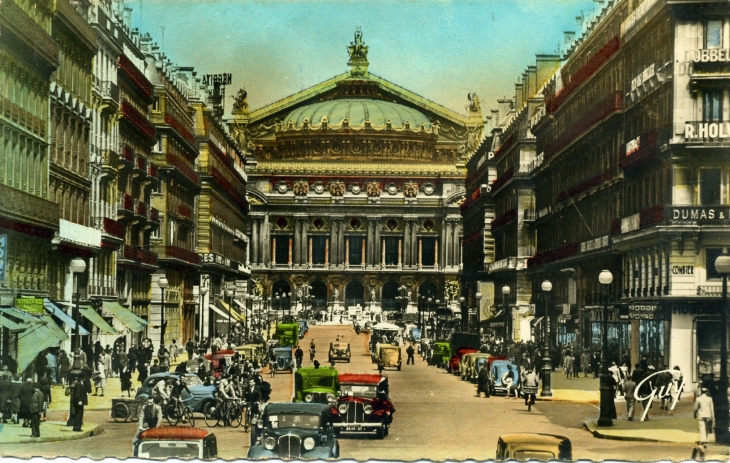 Avenue et Théatre de l'Opéra (carte postale de 1950) - Paris 9e Arrondissement