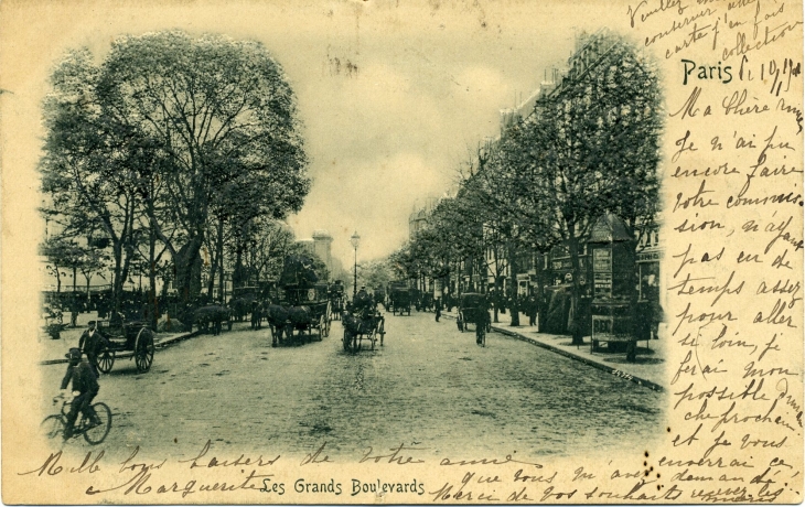 Les Grands Boulevards (carte postale de 1905) - Paris 9e Arrondissement