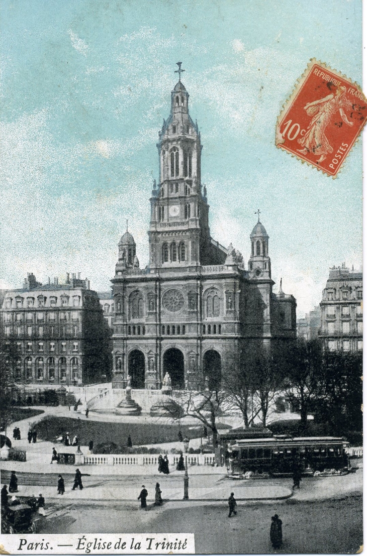 Eglise de la Trinité (carte postale de 1912)  - Paris 9e Arrondissement