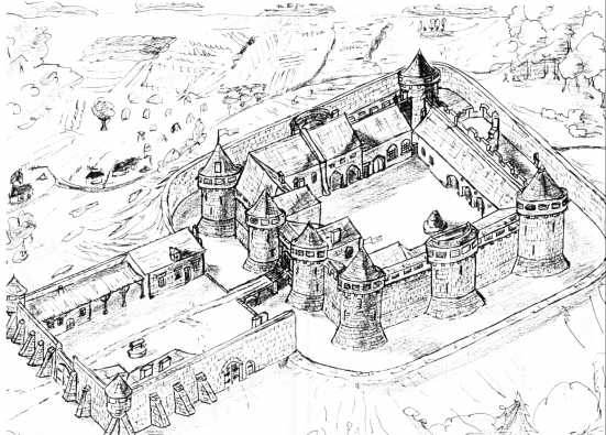 Litographie du château de Montaguillon - Louan-Villegruis-Fontaine